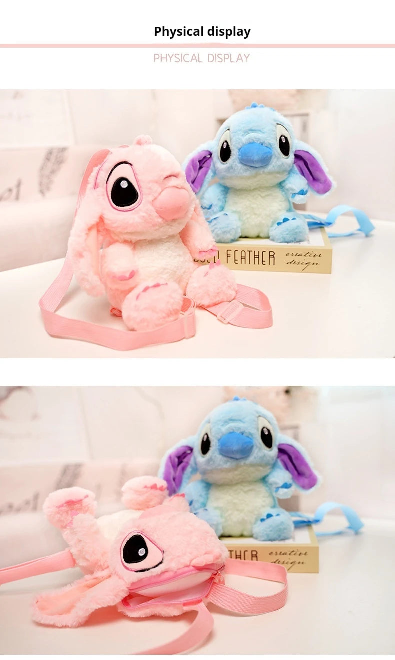 Lilo&Stitch Stitch Plush Backpack Blue Pink Cute Cartoon Skin Friendly Soft Outdoor Backpack Lightweight Children Birthday Gifts