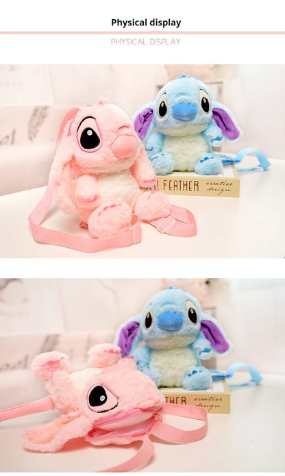 Lilo&Stitch Stitch Plush Backpack Blue Pink Cute Cartoon Skin Friendly Soft Outdoor Backpack Lightweight Children Birthday Gifts