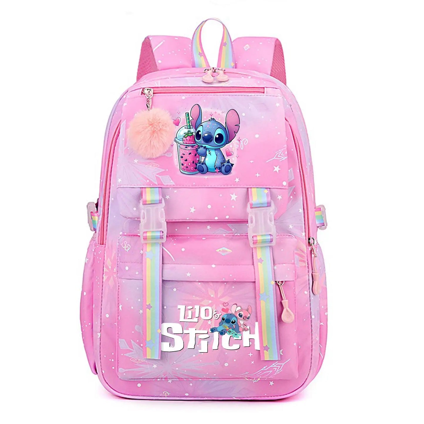 Stitch Large Capacity Backpack Casual Nylon Cute Daypack Cartoon Anime Schoolbag Girl Travel Commute Knapsack Mochila