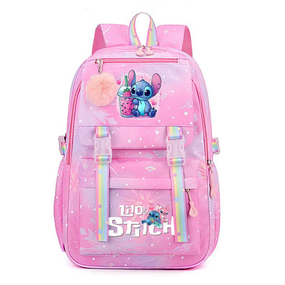 Stitch Large Capacity Backpack Casual Nylon Cute Daypack Cartoon Anime Schoolbag Girl Travel Commute Knapsack Mochila