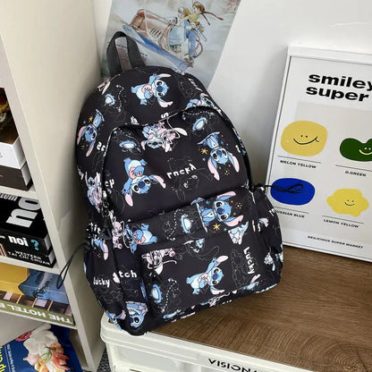 Cartoon Stitch Print Backpack Spacious Lightweight Travel Bag Waterproof School Backpack for College Students Teens Boys Girls