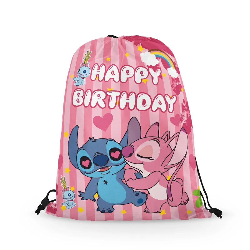Anime Stitch Backpack Non Woven Drawstring Bag Kawaii Lilo & Stitch Birthday Party Gift Bag Shoulder Storage Bag Pouch Girl Gift
