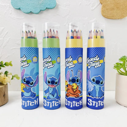Cartoon Stitch 24 Color Graffiti Pen Art Drawing Pencils Wooden Colour Pencil School Stationery Students Toys Christmas Gifts