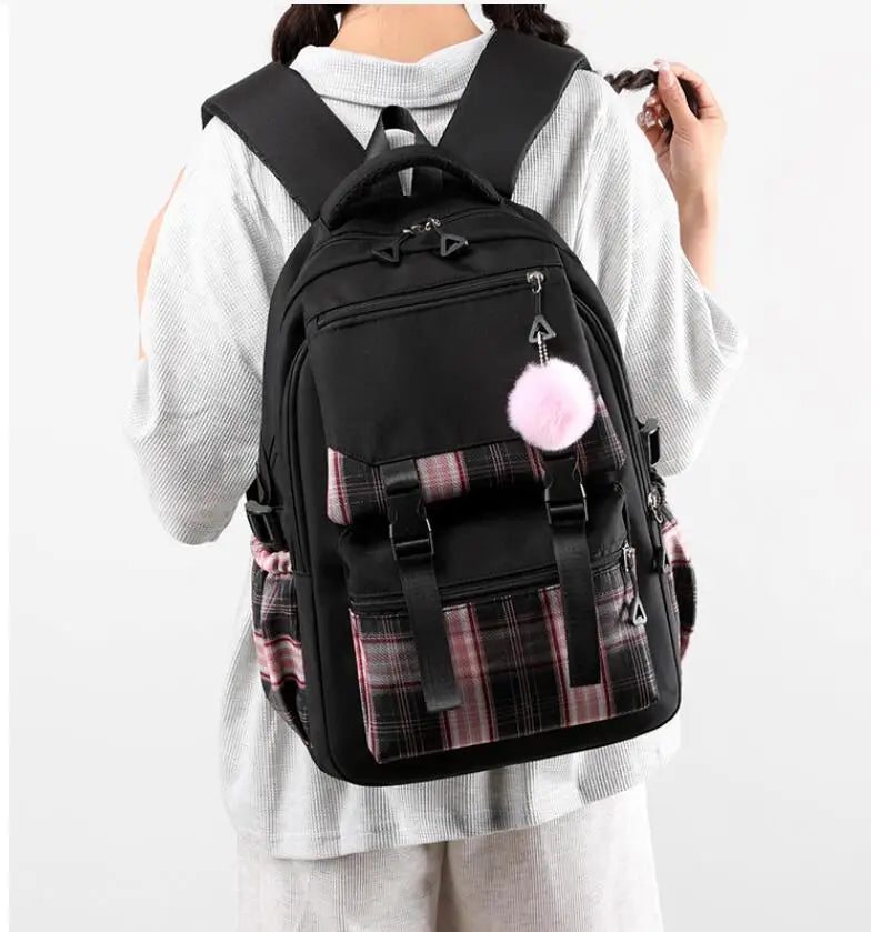 Stitch School Bags High School Student Backpack Female Large Capacity Junior High School Laptop Mochila Escolar