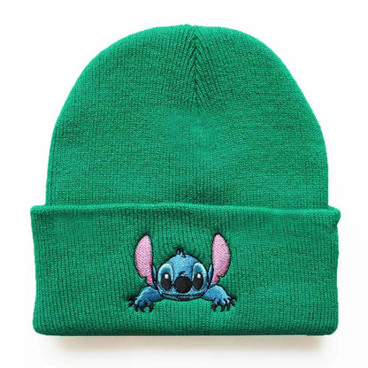 New Stitch Men Women Hat Fall Winter Trend Cartoon Woolen Hat Embroidery Student Knitted Hat Thermal Pullover Hat Children Gift