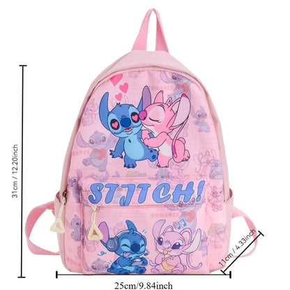 Stitch Fashion Nylon Backpack, Cartoon Stitch Print Daypack, Suitable for School And Light Travel Backpack for Kids And Girls