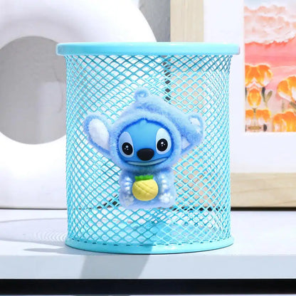 Stitch Character Flocked Cylinder Pen Cup Creative Cute Desk Accessory Design Perfect for Pencils Brushes School Office Decor