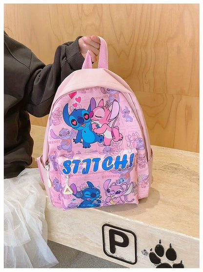 Stitch Fashion Nylon Backpack, Cartoon Stitch Print Daypack, Suitable for School And Light Travel Backpack for Kids And Girls