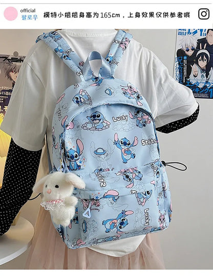 Cartoon Stitch Student Schoolbag Nylon Printed Versatile Large Capacity Lightweight Student Casual Bag Backpack Back to school