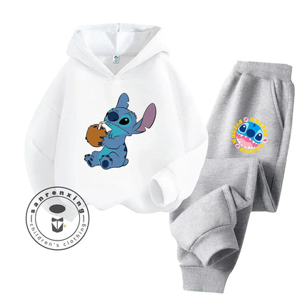 Stitch Fashion 2025 Cartoon Printed Hoodie Set 2D For Children Teenagers Boys Girls Casual Hot Sale Autumn Winter