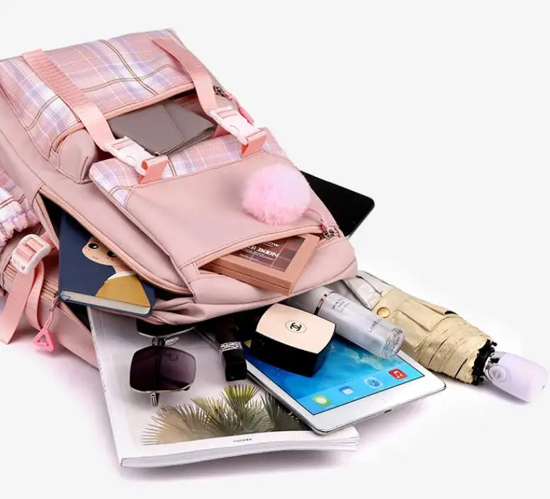 Stitch School Bags High School Student Backpack Female Large Capacity Junior High School Laptop Mochila Escolar