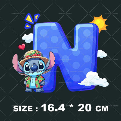 Cartoon Stitch Patches for Clothes Heat Transfer Patch On Clothing Stickers DIY T-Shirt Hoodies Accessory A-Z 26 English Letters