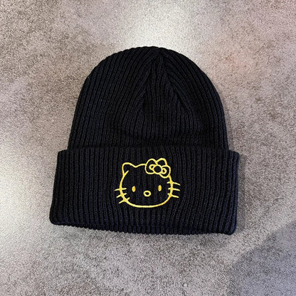 Stitch Knit Hat Cartoon Embroidered Benie Cap Cute Unisex Warm Stretchy Hats Christmas Gift for Adult Kids Outdoor Thermal Caps