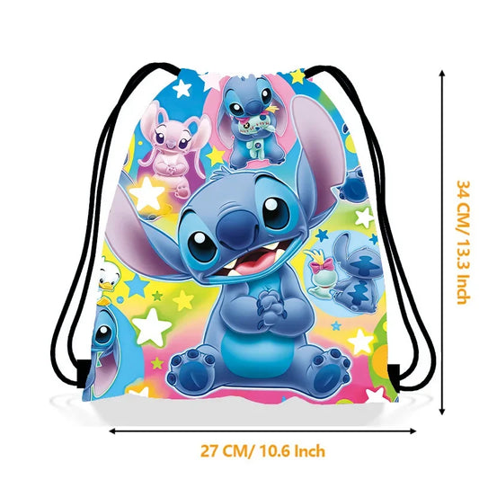 Anime Stitch Backpack Non Woven Drawstring Bag Kawaii Lilo & Stitch Birthday Party Gift Bag Shoulder Storage Bag Pouch Girl Gift
