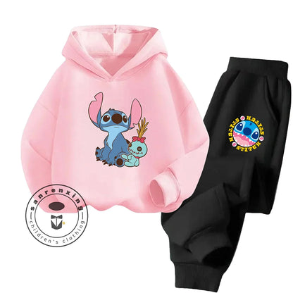 Stitch Fashion 2025 Cartoon Printed Hoodie Set 2D For Children Teenagers Boys Girls Casual Hot Sale Autumn Winter