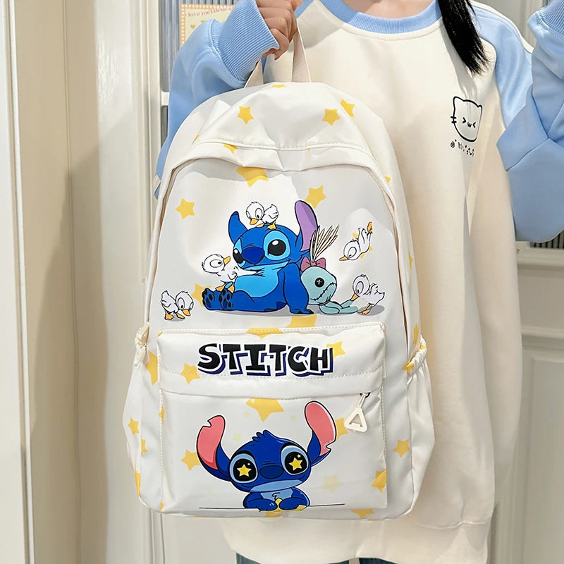 Stitch Cartoon Backpack, Large Capacity Daypack, Lightweight, Durable Nylon Schoolbag for Travel, Daily Commuting and School