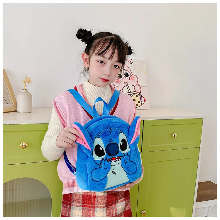 New cartoon Stitch children's backpack plush doll toy baby doll schoolbag cute cartoon kindergarten backpack