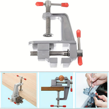 Multi-functional Aluminum Alloy Bench Vise, DIY Jewelry Electronics Workbench Mini Clamp, Manual Hand Tool, Metal Construction, No Electricity Required