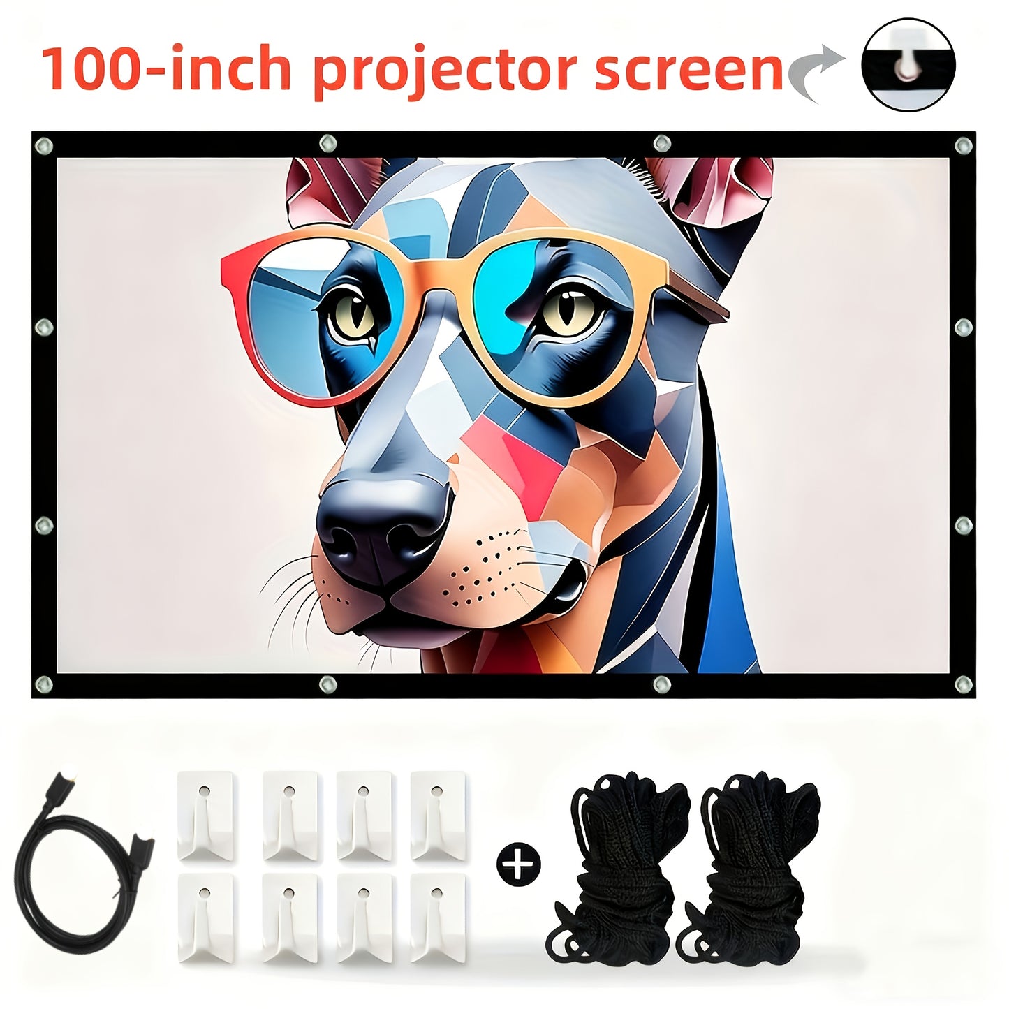 120/100/84 Inch Portable Foldable Wrinkle-Resistant Projection Screen with Carry & Stands - 16:9 Widescreen HD Clarity for Home Theater, Outdoor Movies, Office, Gaming - Lightweight Durable Indoor/Outdoor Projector Screen (No