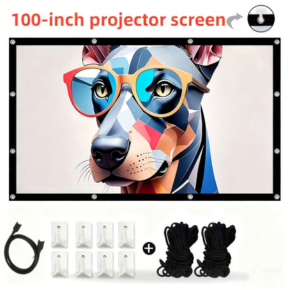 120/100/84 Inch Portable Foldable Wrinkle-Resistant Projection Screen with Carry & Stands - 16:9 Widescreen HD Clarity for Home Theater, Outdoor Movies, Office, Gaming - Lightweight Durable Indoor/Outdoor Projector Screen (No