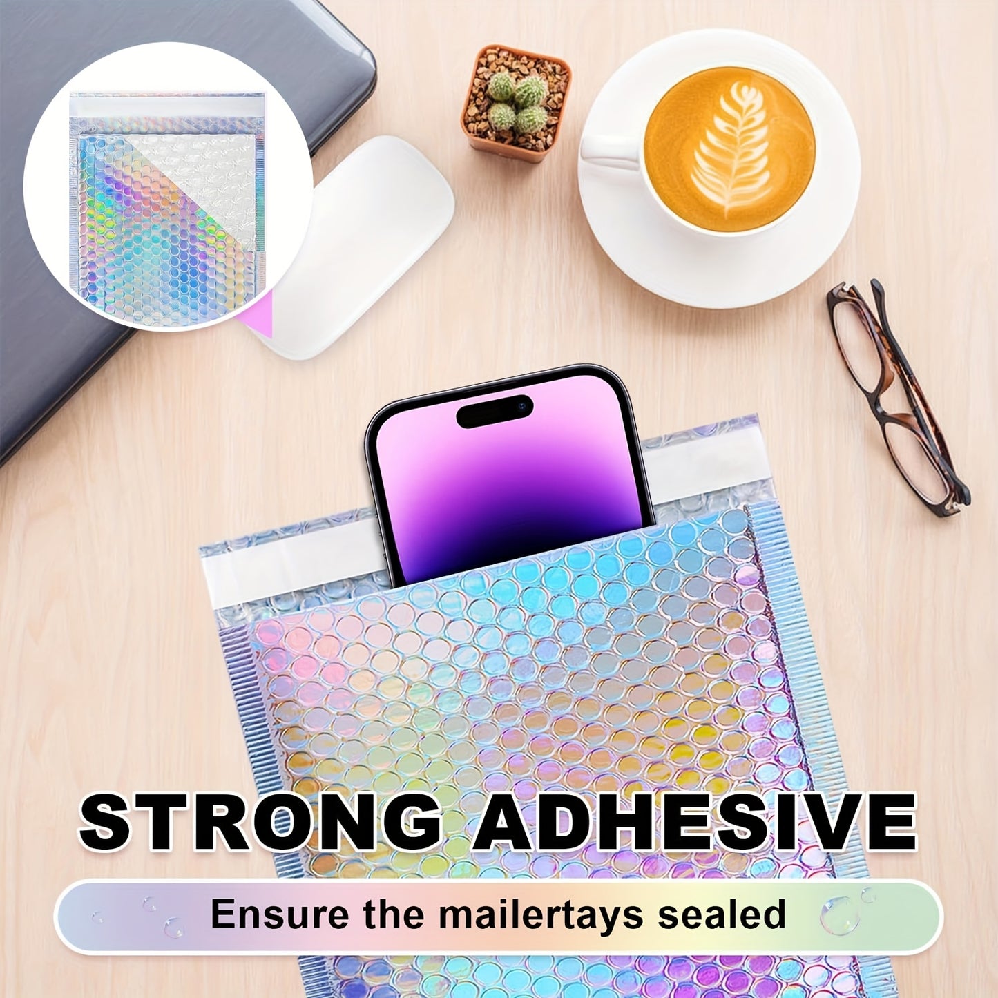 Holistic Bubble Mailer Set - Various Sizes, Waterproof Self-Seal Envelopes, Polyethylene Packaging Bags, Leak-Proof Mailing, Suitable for Small Businesses, Offices, Home Use - Non-Food Contact Plastic Square Bubble Mailers, I