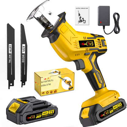 [Cordless Saw] Lithium Electronics Cordless Saw | Electric Cordless Saw Blade, Cordless Reciprocating Saw | Suitable For Home And Outdoor Use, Cutting Trees, PVC, Thin Wood Boards And Soft Metal Wood