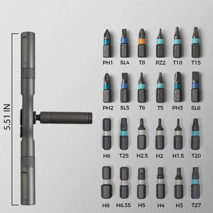 VMAN 24-in-1 Magnetic Ratchet Screwdriver Set with S2 Steel Bits & Flexible Shaft - Heavy-Duty Torque Wrench Kit with Ergonomic Handle, Impact-Resistant Case for DIY, Furniture Assembly, Electronics Repair, Bicycle Maintenanc