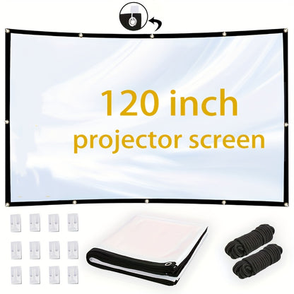 120/100/84 Inch Portable Foldable Wrinkle-Resistant Projection Screen with Carry & Stands - 16:9 Widescreen HD Clarity for Home Theater, Outdoor Movies, Office, Gaming - Lightweight Durable Indoor/Outdoor Projector Screen (No