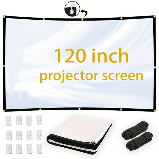 120/100/84 Inch Portable Foldable Wrinkle-Resistant Projection Screen with Carry & Stands - 16:9 Widescreen HD Clarity for Home Theater, Outdoor Movies, Office, Gaming - Lightweight Durable Indoor/Outdoor Projector Screen (No