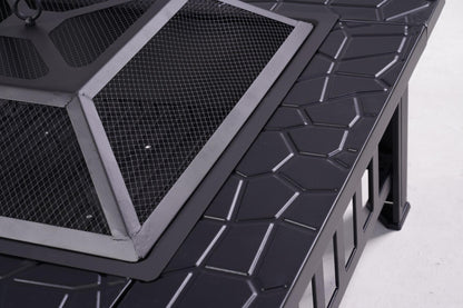 32 inch Outdoor Fire Pit Table Outside Backyard Patio Square Firepit Table