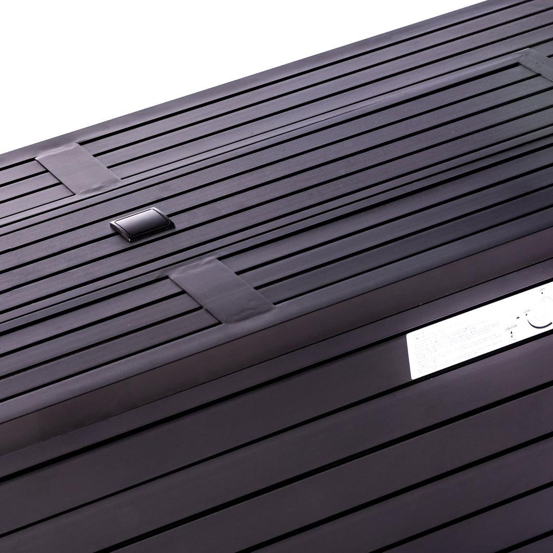 57IN Aluminum Fire Table with Glass Wind Guard with Cover and Table Lid, Bronze, Rectangular