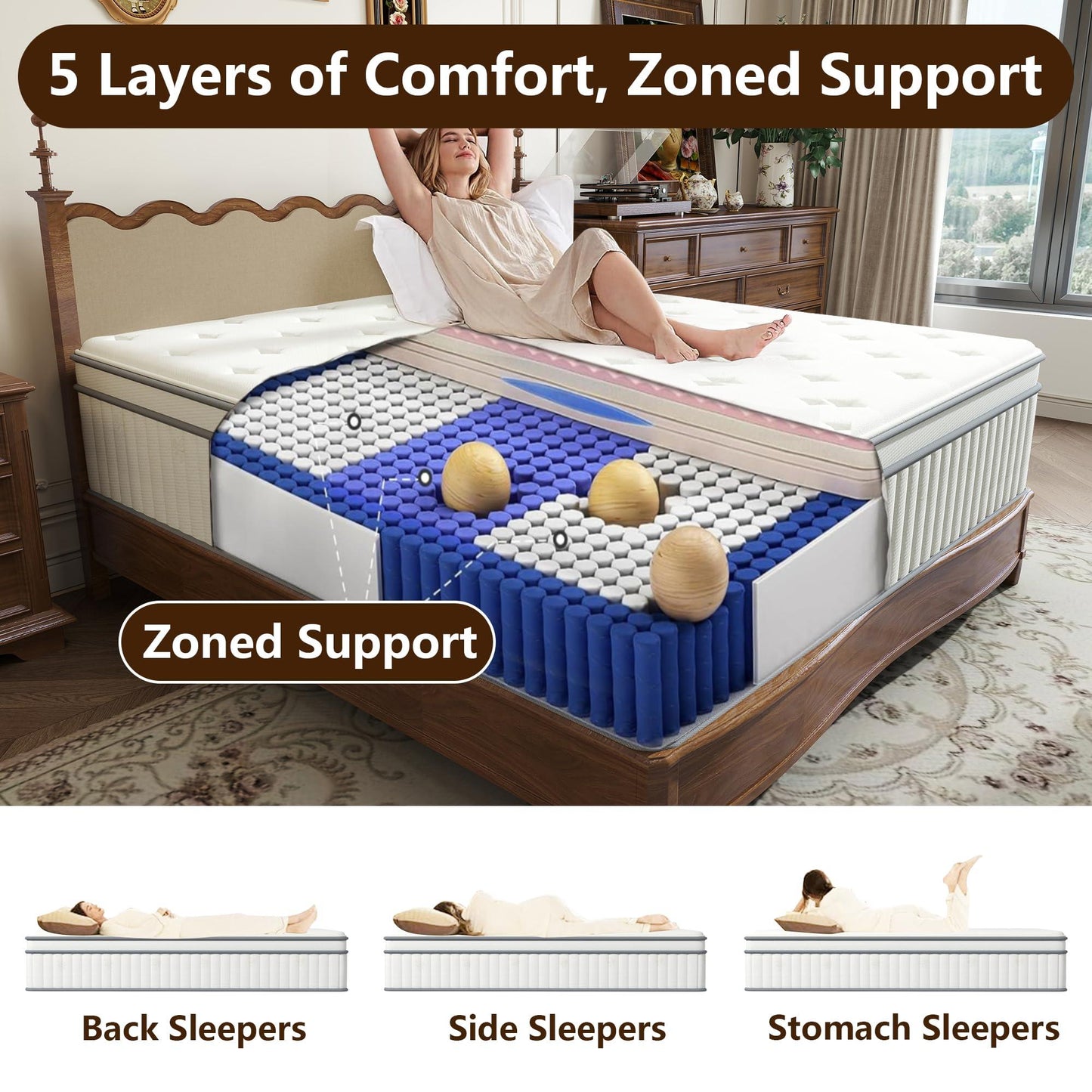 High Quality 12" Twin Diamond Innerspring Hybrid And Cooling Gel Memory Foam Mattress, Pressure Relief, And Motion Isolation
