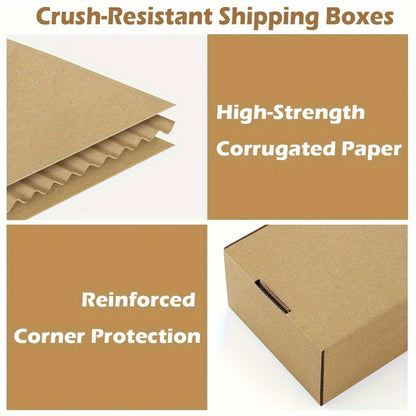 50pcs Brown Corrugated Mailer Boxes, 5.91x3.94x1.57inch, Triple Layer Extra Hard, Lid Included for Shipping Crafts, Electronics, Fragile Items - No Odor, Ideal for Small Businesses and Gift Packaging, Shipping Supplies | Neut