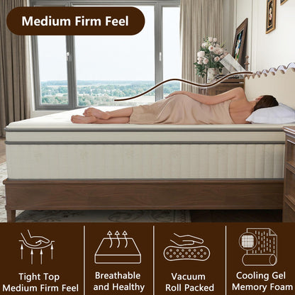 High Quality 12" Twin Diamond Innerspring Hybrid And Cooling Gel Memory Foam Mattress, Pressure Relief, And Motion Isolation